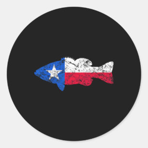 Texas Flag Smallmouth B Fishing Classic Round Sticker