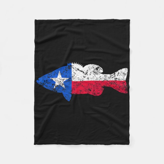 Texas Flag Smallmouth B Fishing  Fleece Blanket (Front)