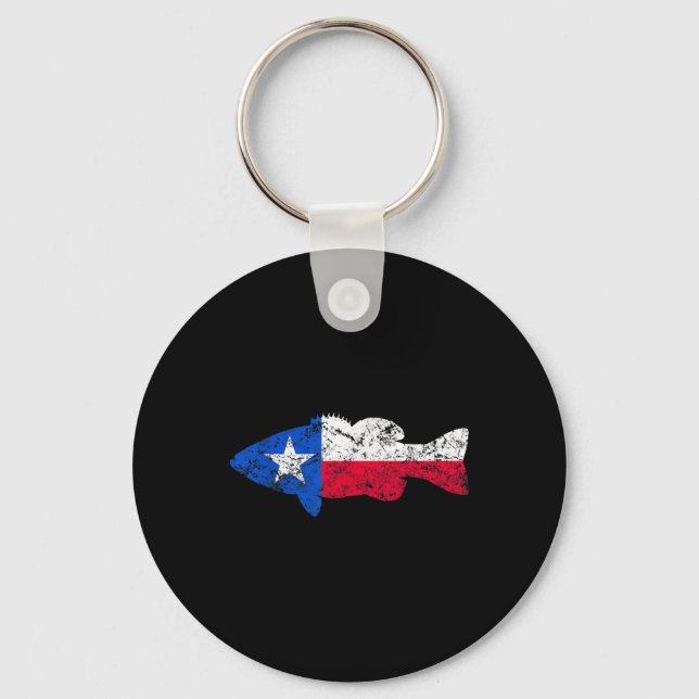 Texas Flag Smallmouth B Fishing  Key Ring (Front)
