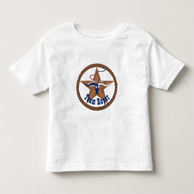 Texas Flag Steer Head With Rope Team Roper Toddler T-Shirt (Front)