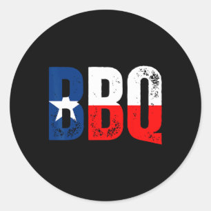 Texas Flag With Bbq Classic Round Sticker