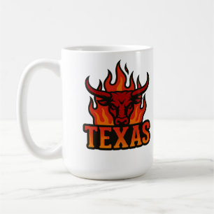 Texas Flame Bull Head – Fiery Longhorn Western Coffee Mug