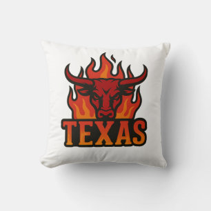 Texas Flame Bull Head – Fiery Longhorn Western Cushion
