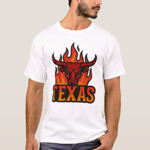 Texas Flame Bull Head – Fiery Longhorn Western T-Shirt