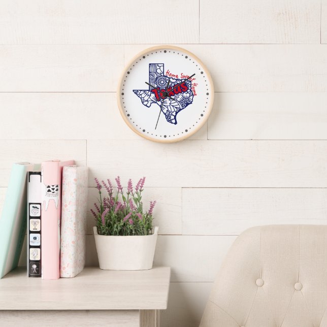 Texas Floral Doodles   Clock (Reading Room)
