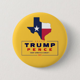 Texas for Trump Pence 2020 6 Cm Round Badge