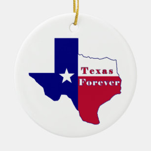 Texas Forever Flag Map Ceramic Ornament