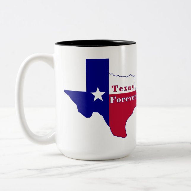 Texas Forever Flag Map Two-Tone Coffee Mug (Left)
