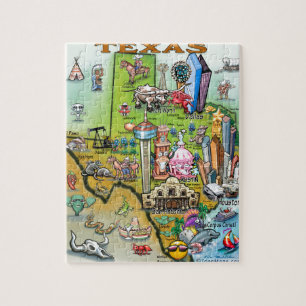 Texas Fun Map Jigsaw Puzzle