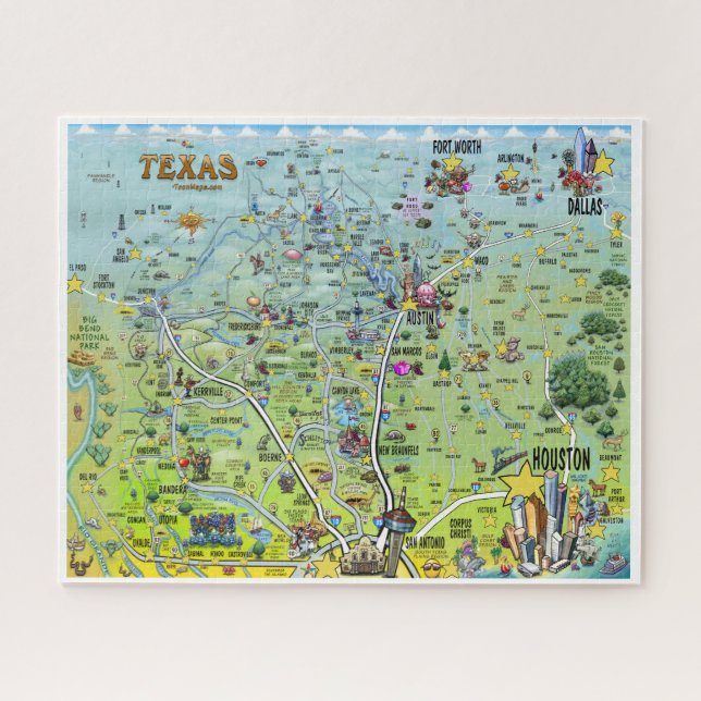 Texas Fun Map Jigsaw Puzzle (Horizontal)