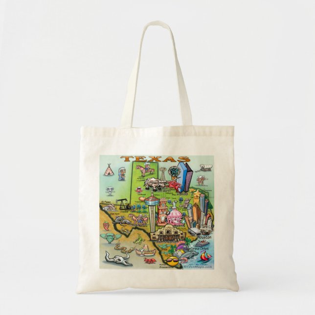 Texas Fun Map Tote Bag (Front)