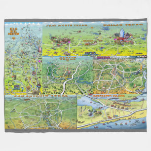 Texas Fun Maps Fleece Blanket