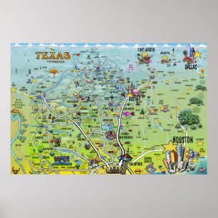 Texas Fun Maps XX Large Poster