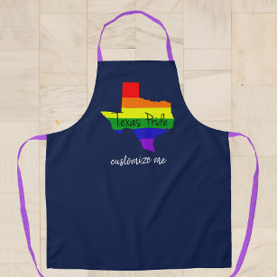 Texas Gay Pride Rainbow Custom Navy Blue Apron