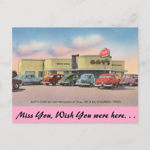 Texas, Gay's Cafe, Childress Postcard
