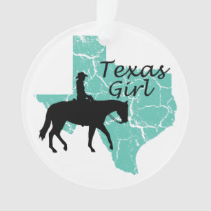 Texas Girl Horseback Christmas Ornament