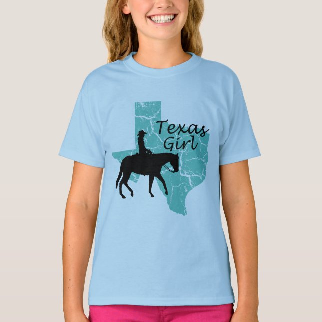 Texas Girl Horseback Girls T-shirt (Front)