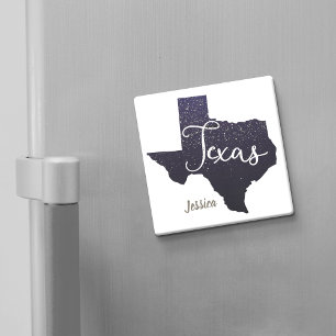 Texas Glitter State Shape Magnet
