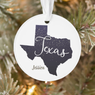 Texas Glitter State Shape Ornament