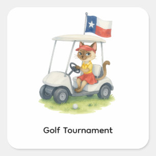 Texas golfer driving golf cart square sticker