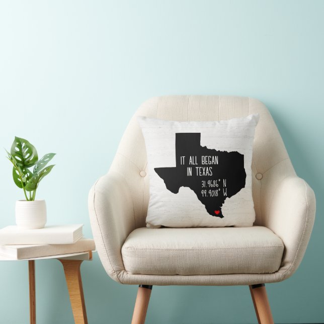 Texas GPS Coordinates with Heart Cushion (Chair)