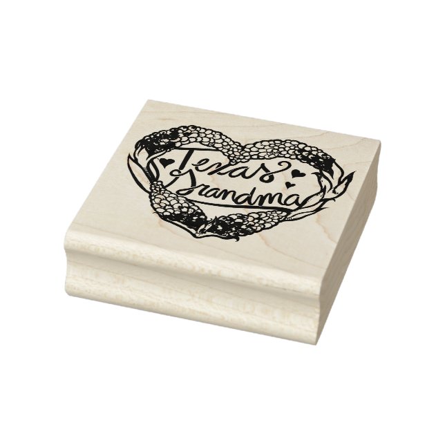 Texas Grandma Texas Bluebonnets Heart Rubber Stamp (Stamp)