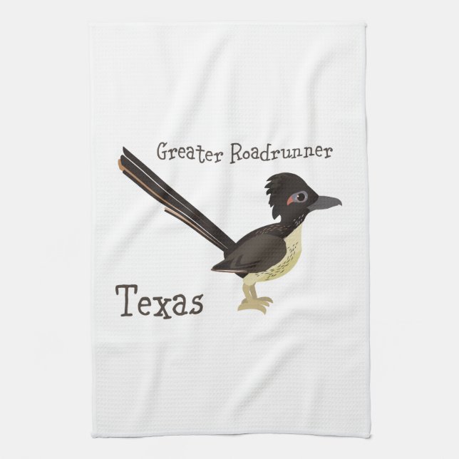 Texas Greater Roadrunner Tea Towel (Vertical)
