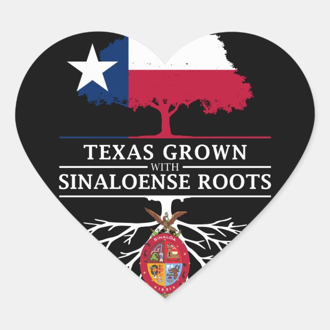 Texas Grown with Sinaloa Roots Heart Sticker (Front)