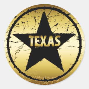 TEXAS GRUNGE STYLE STAR CLASSIC ROUND STICKER