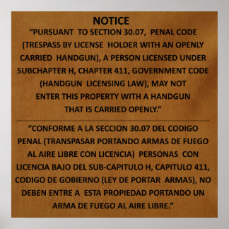 Texas Gun Law - Adobe - Open Carry Poster