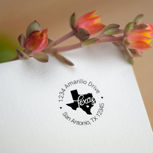 Texas Heart Cutout Address Rubber Stamp