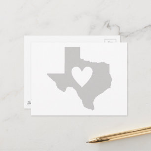 Texas Heart Grey Lone Star State Texan Love Grey Postcard