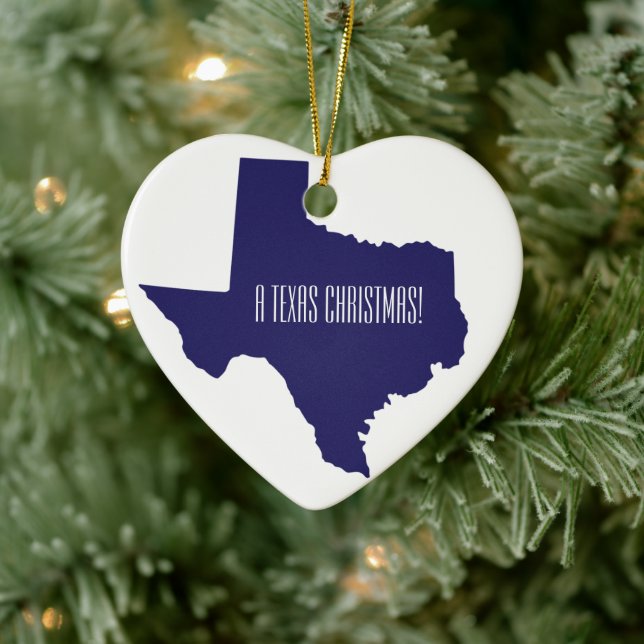 Texas Heart Personalized Christmas Ceramic Ornament (Tree)