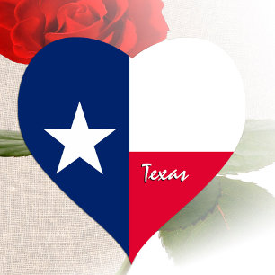 Texas Heart Sticker, Patriotic Texas Flag Heart Sticker