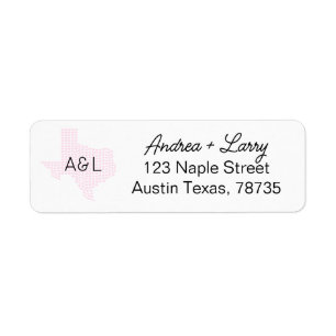 Texas Hearts Wedding Return Address Labels