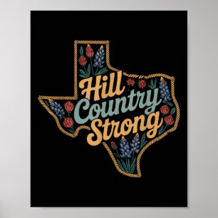Texas Hill Country 2025 Texas Strong Retro Motivat Poster