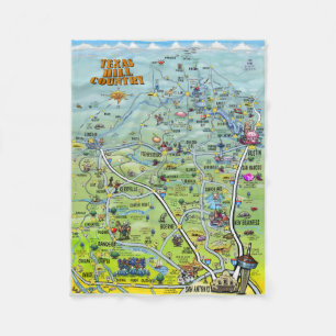 Texas Hill Country Fun Map Fleece Blanket