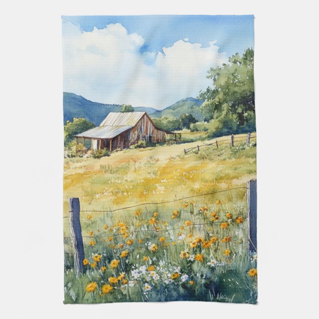 Texas Hill Country Tea Towel (Vertical)