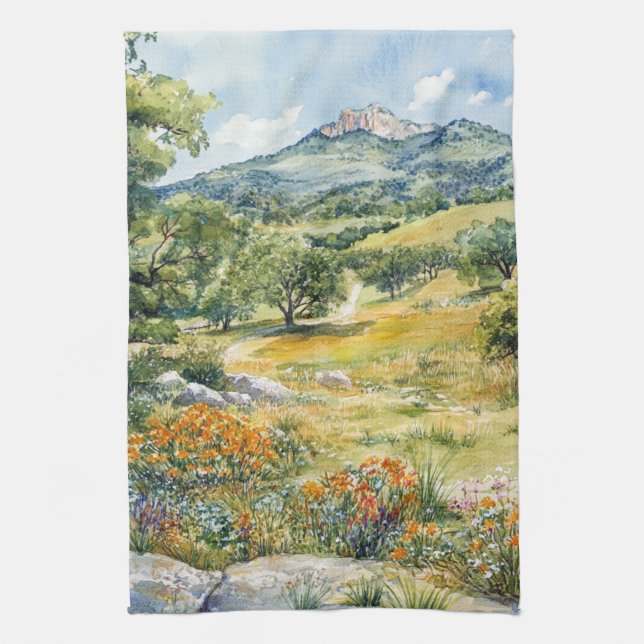 Texas Hill Country Tea Towel (Vertical)