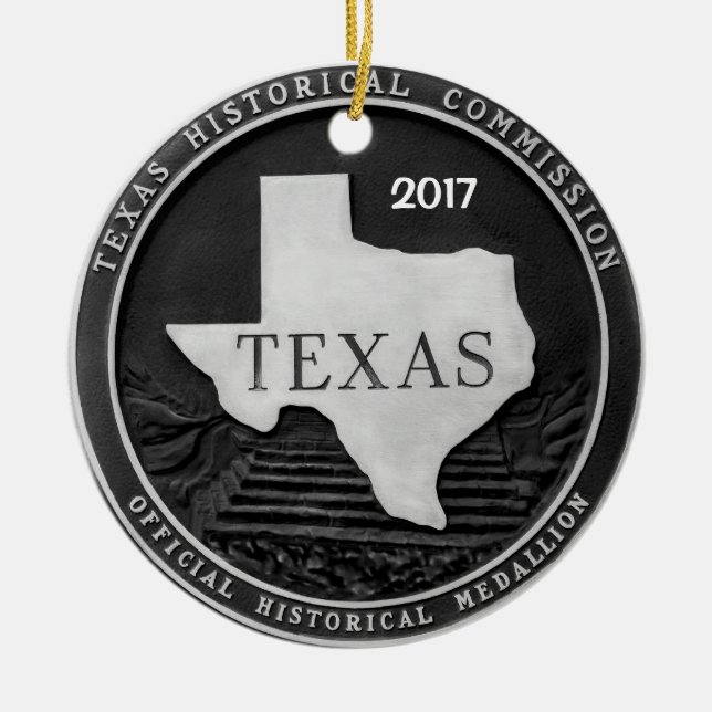 Texas Historical Medallion Ceramic Ornament (Front)