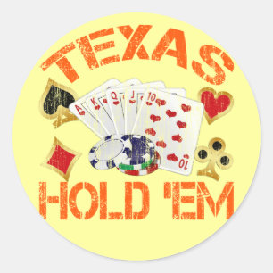 TEXAS HOLD 'EM - DISTRESSED CLASSIC ROUND STICKER