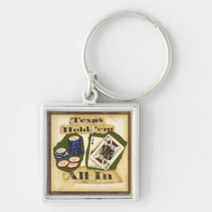 Texas Hold 'Em Hand with King and Ace Key Ring
