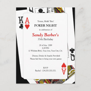 Texas Hold 'Em Poker Night - Party Invitation