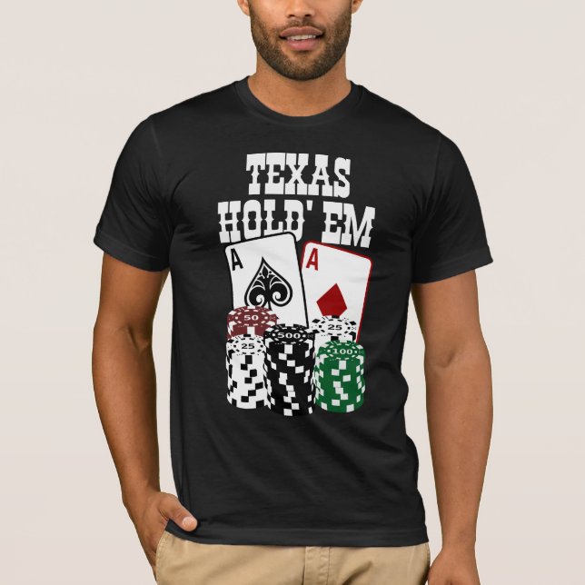 Texas Hold' em - Two Aces and Chips T-Shirt (Front)