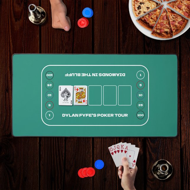 Texas Hold'em House Party Green White Poker Table Desk Mat (In Situ)