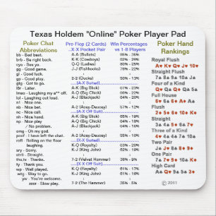 Texas Holdem "Online" Poker Player Pad Mouse Pad