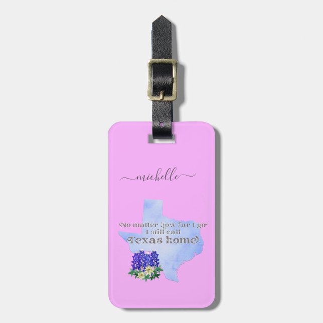 Texas Home Custom Text and Colour Luggage Tag (Front Vertical)