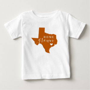 Texas Home Grown   Burnt Orange and White Baby T-Shirt