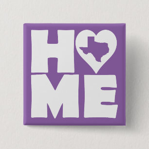 Texas Home Heart State Button Badge Pin