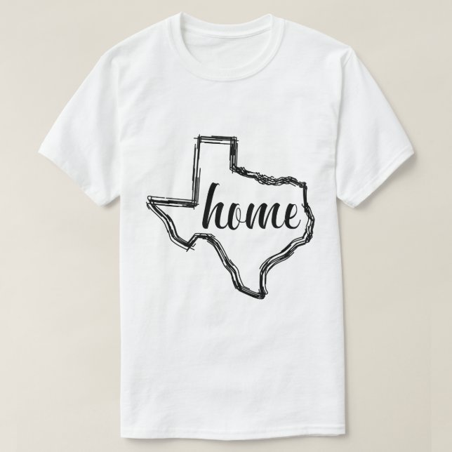 Texas Home State Outline Map T-Shirt (Design Front)